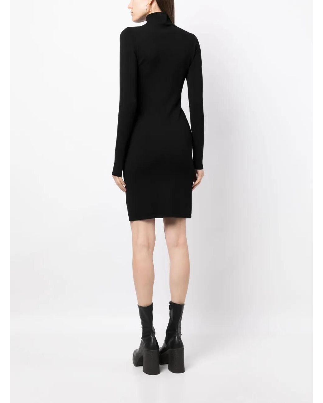 Stella McCartney Black Asymmetric Fringed Knitted Dress
