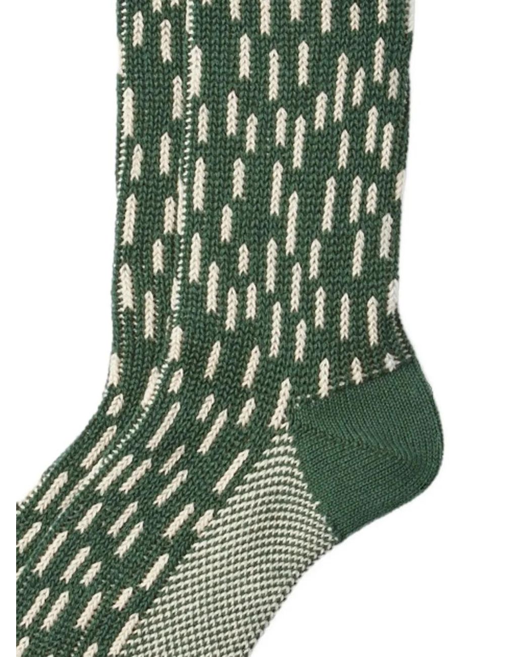 RoToTo Green Raindrop Ribbed Socks
