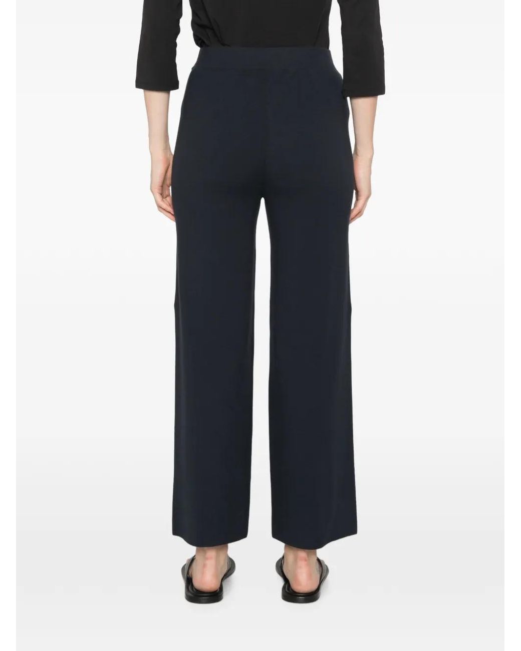 Max Mara Black Rotondo Elasticated-Waistband Wide-Leg Trousers