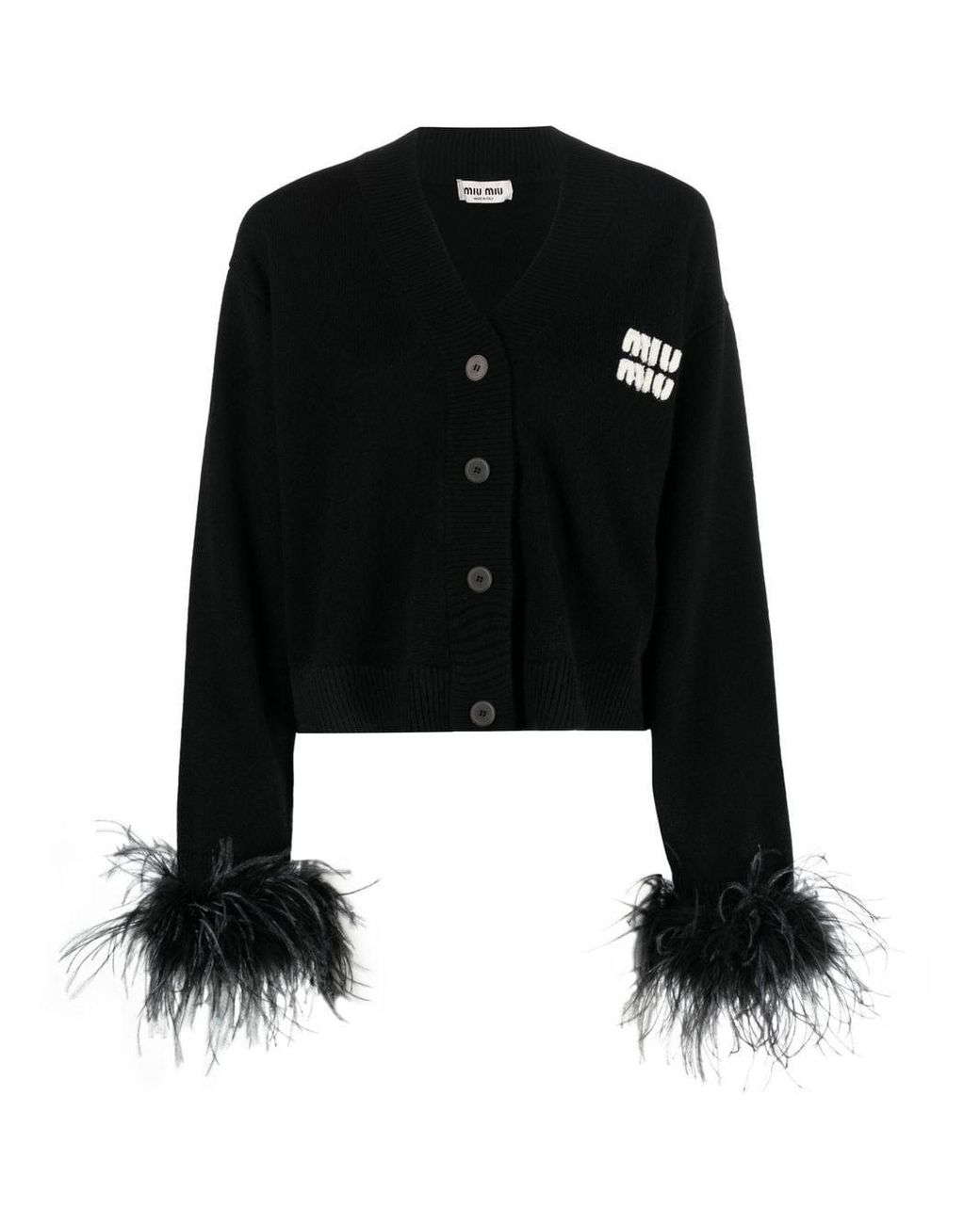 トップス Miu Miu Silk Mix Ribbon Cardigan Black 23813789_53811306_600.jpg