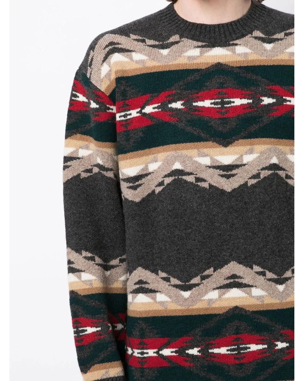 Junya Watanabe Gray Intarsia-Knit Jumper for men