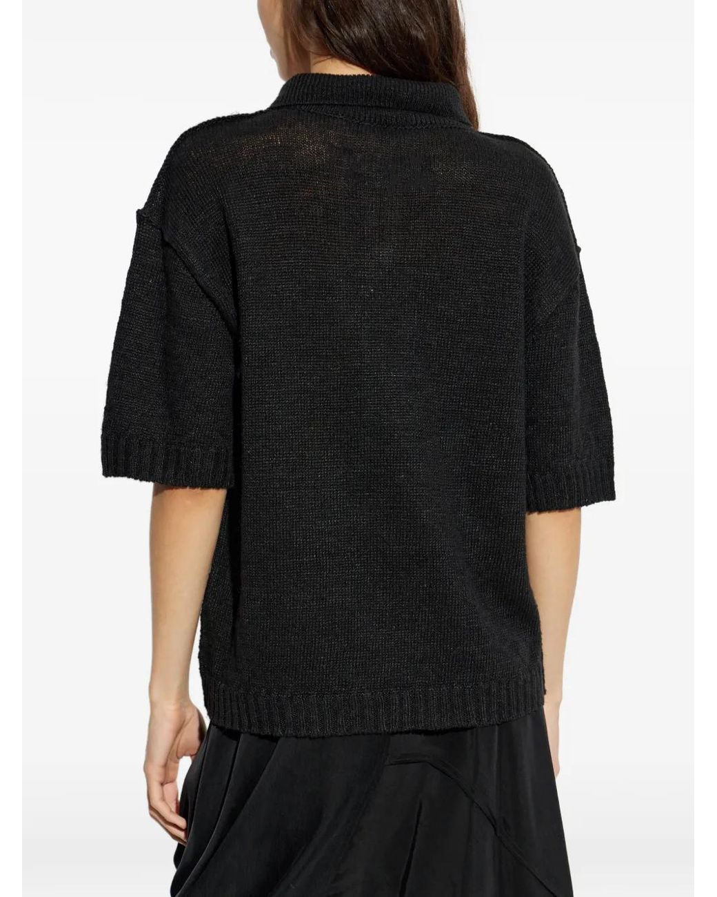Maison Margiela Black Gardening Hemp Buttoned Polo Shirt