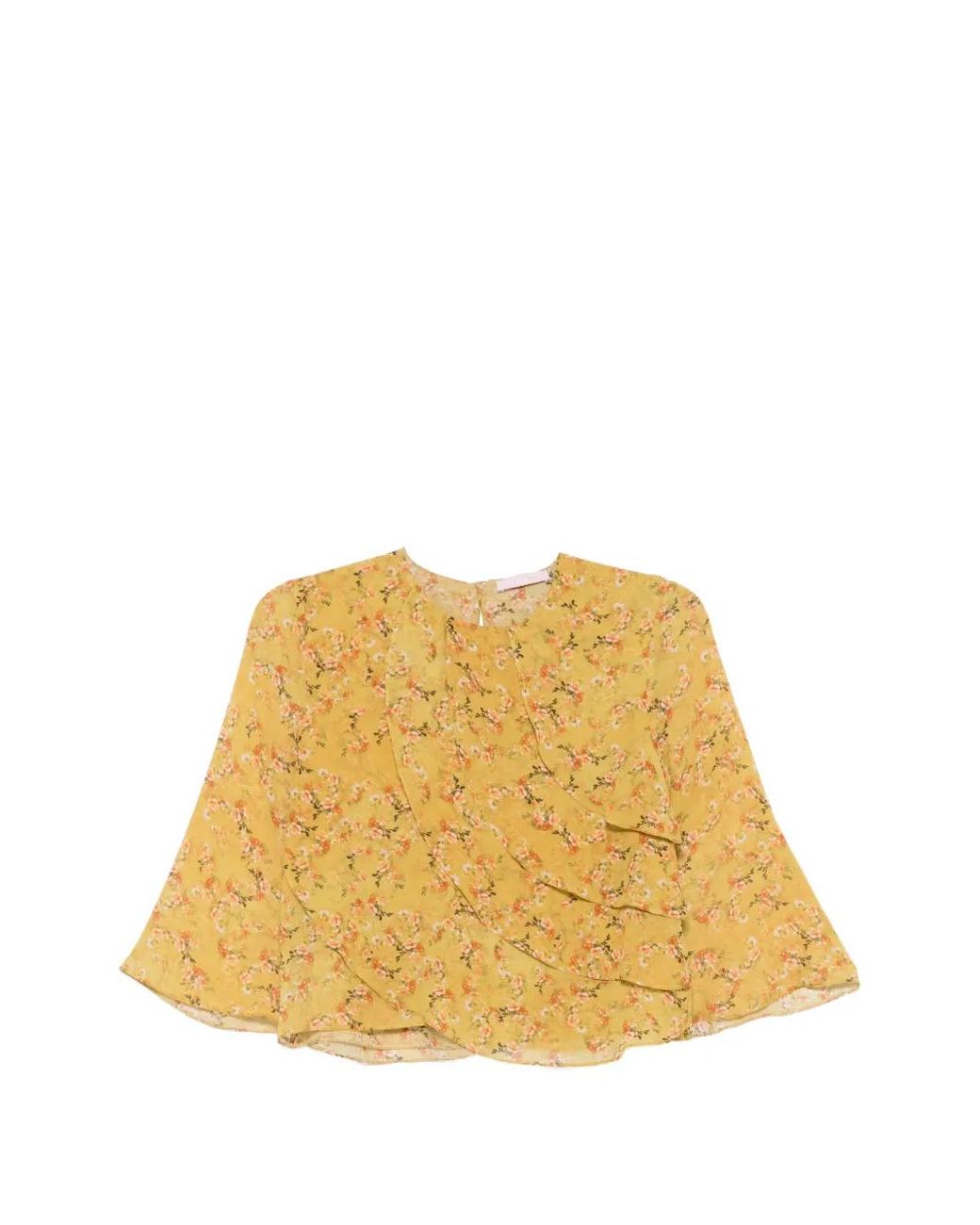 Kristina Ti Blue Blouse Volantée À Fleurs Imprimées