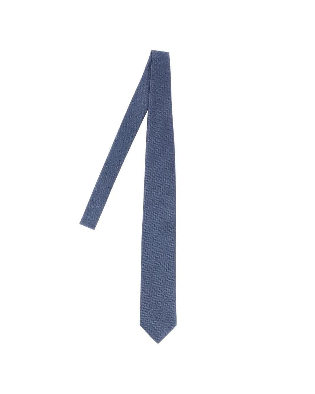 Brioni Blue Herringbone Polka-Dot Tie for men
