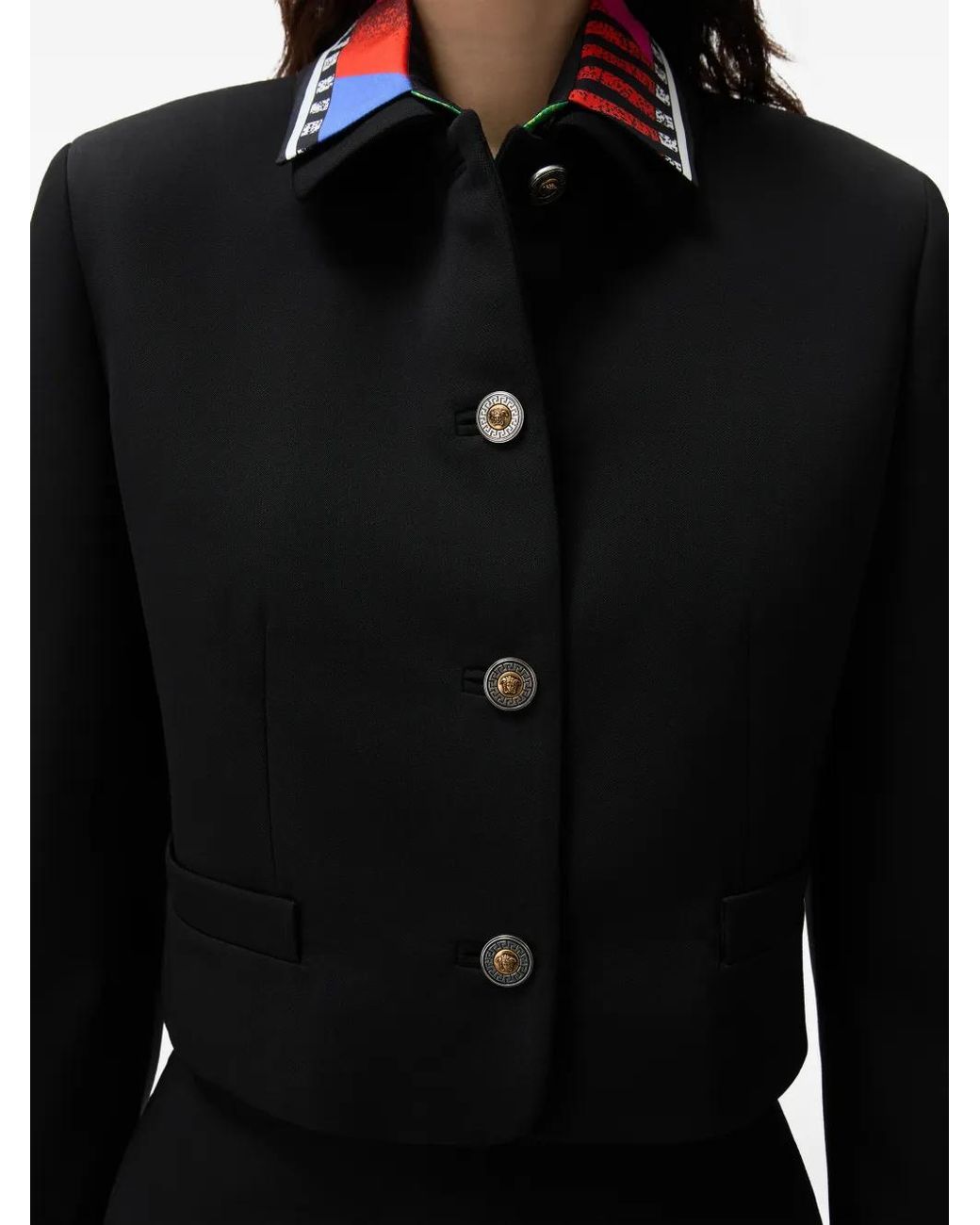 Versace Black Grain De Poudre Wool Jacket