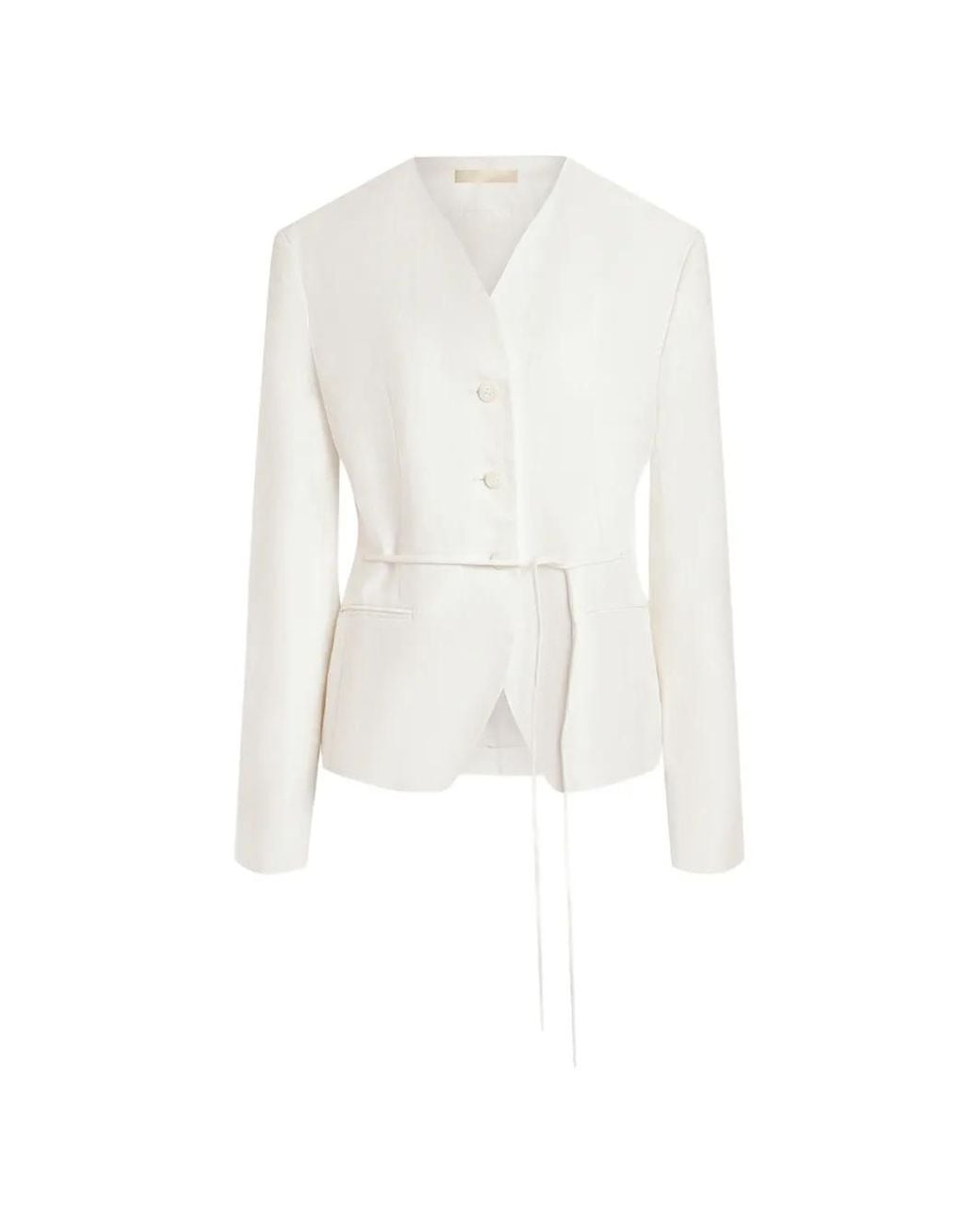 12 STOREEZ White Aurelia V-Neck Jacket
