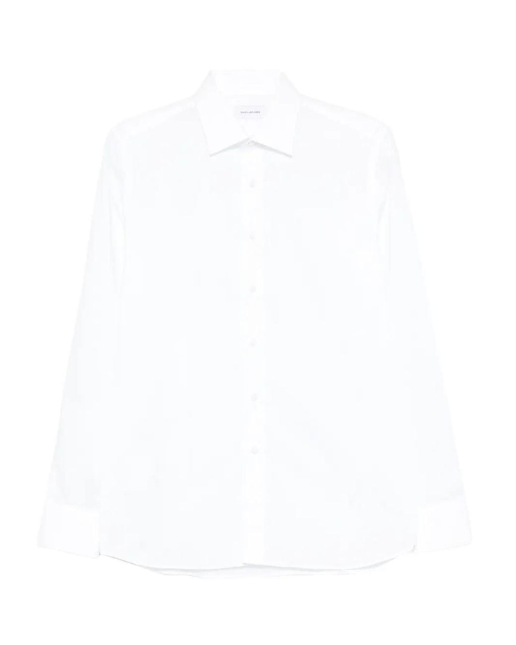 Tagliatore White Striped Cotton Shirt for men
