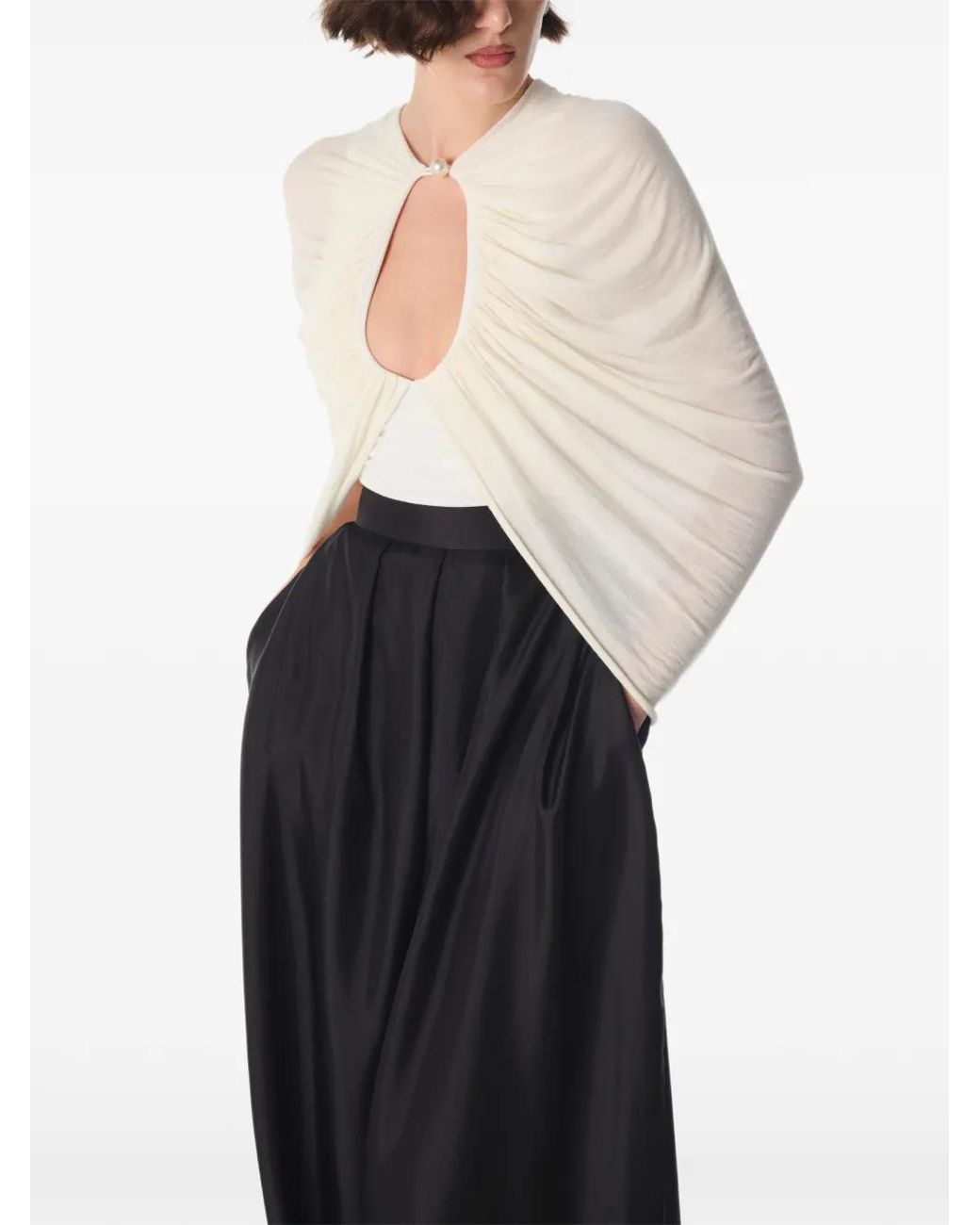 MANURI Draped Blouse in White | Lyst