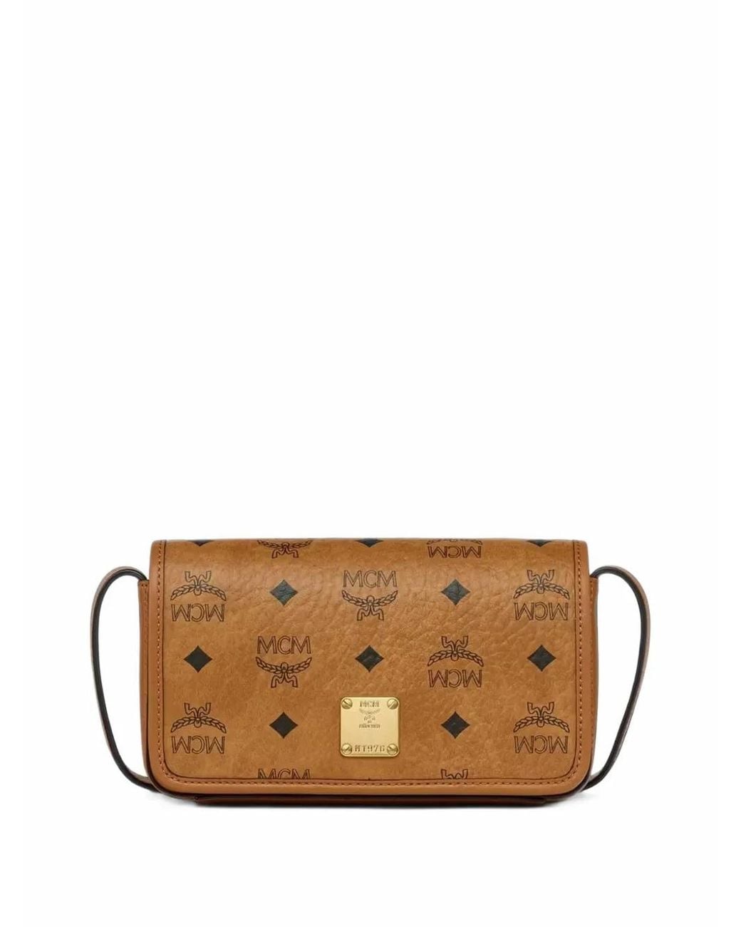 MCM Brown Small Aren Visetos Shoulder Bag