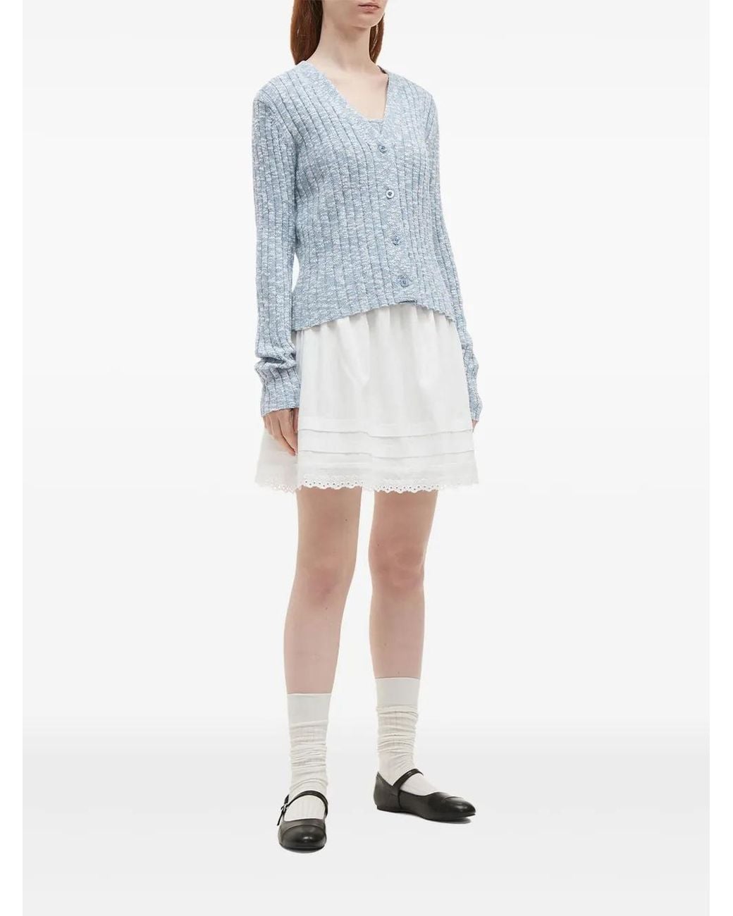 B+ AB Blue Wide-Ribbed Cardigan
