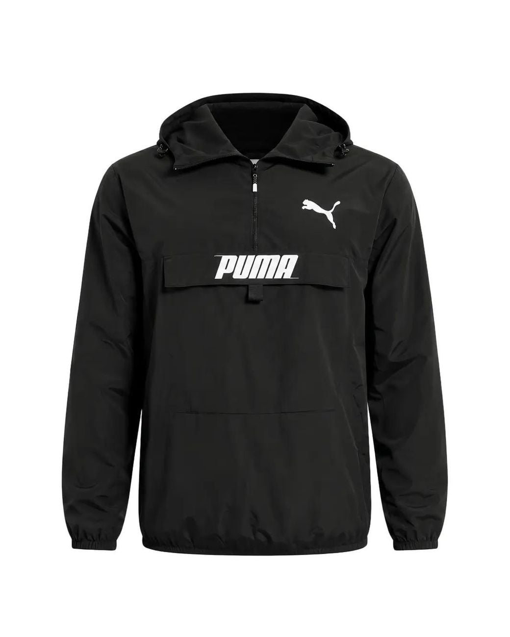 PUMA Black Logo-Print Half-Zip Jacket for men