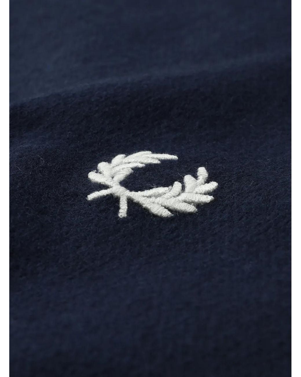Fred Perry Blue Embroidered-Logo Fringed Scarf for men