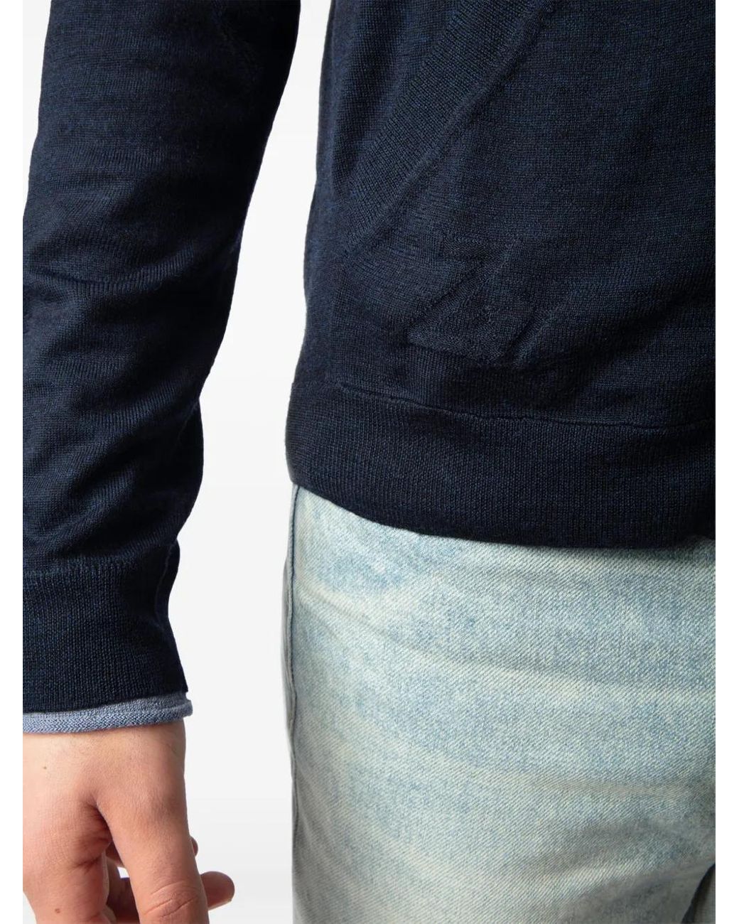 Zadig & Voltaire Blue Clash Cardigan 100% Merino Wool for men