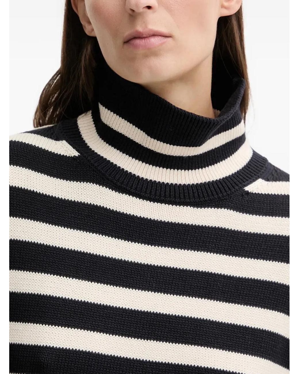 Marc O' Polo Black Striped Roll-Neck Knitwear
