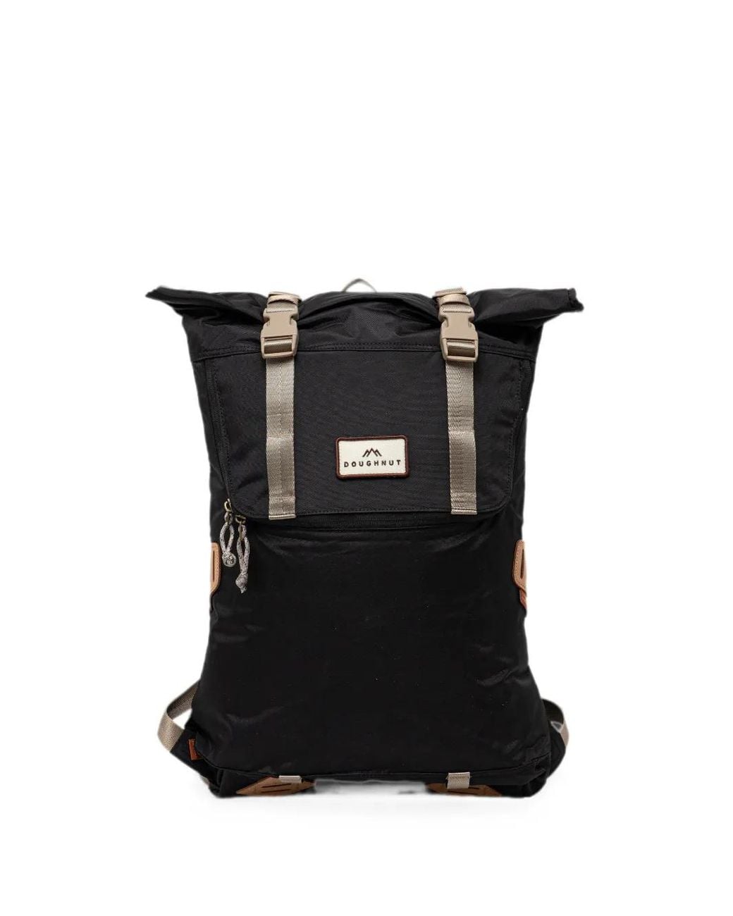Doughnut Black Logo-Patch Buckle-Fastening Backpack