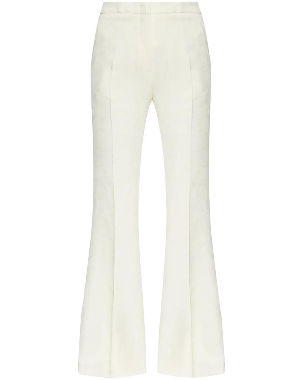 Etro White Flared Stretch-Cotton Trousers