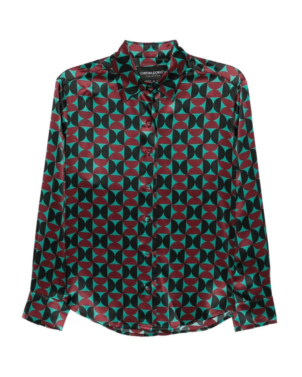 Cynthia Rowley Green Geometric Pattern Shirt