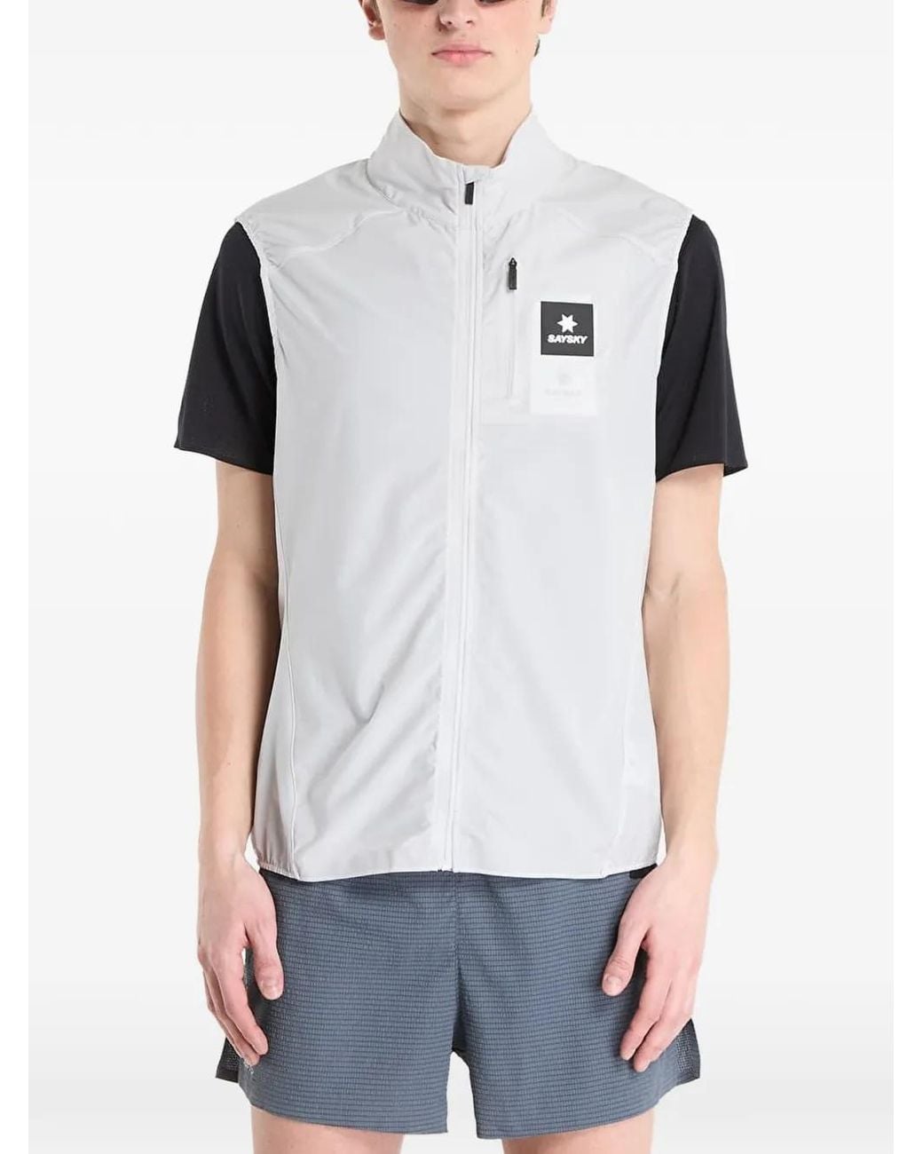 Saysky Gray Clean Pace Flex Logo-Patch Vest for men