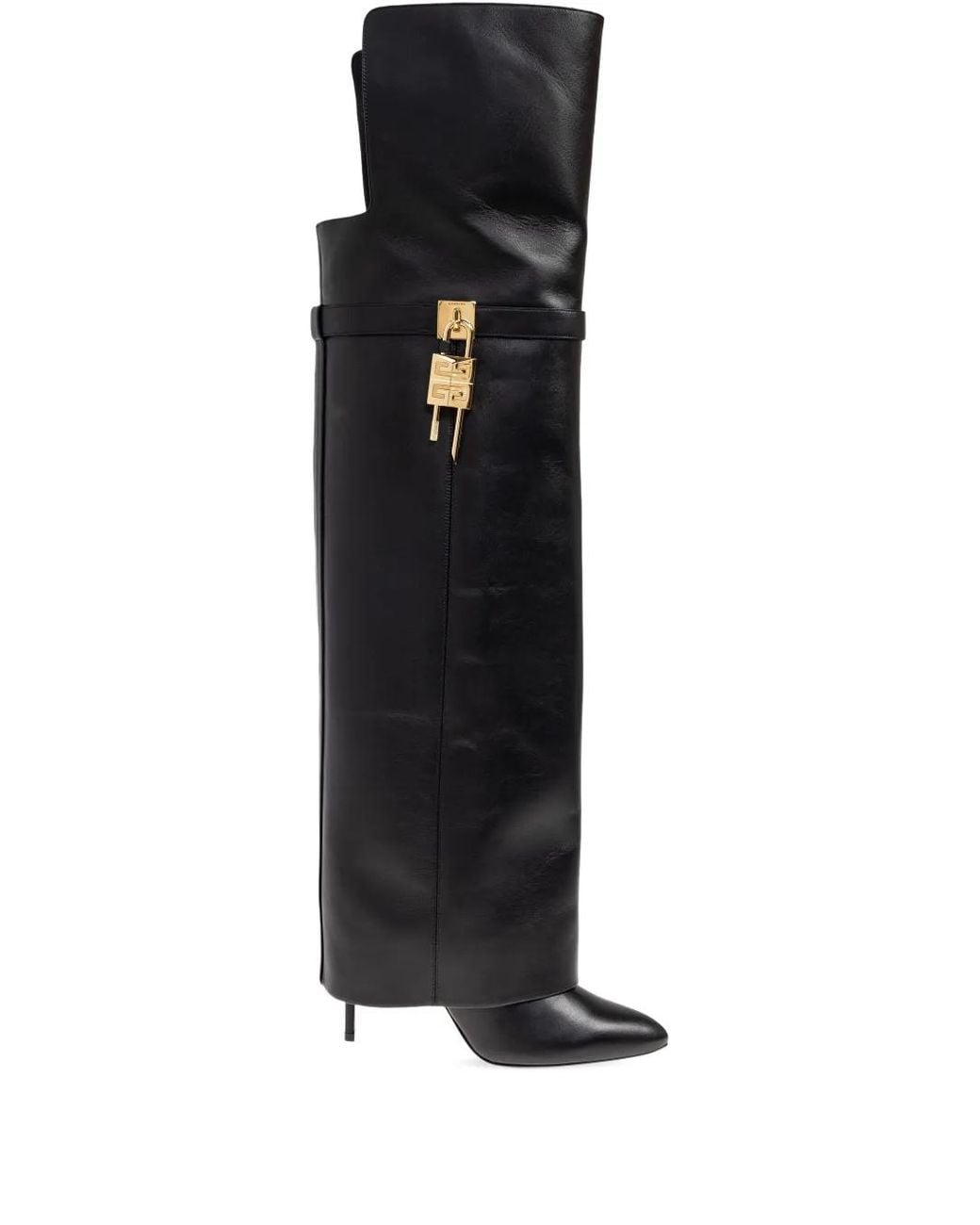 Givenchy Black Shark Lock Stiletto Overknee-Stiefel