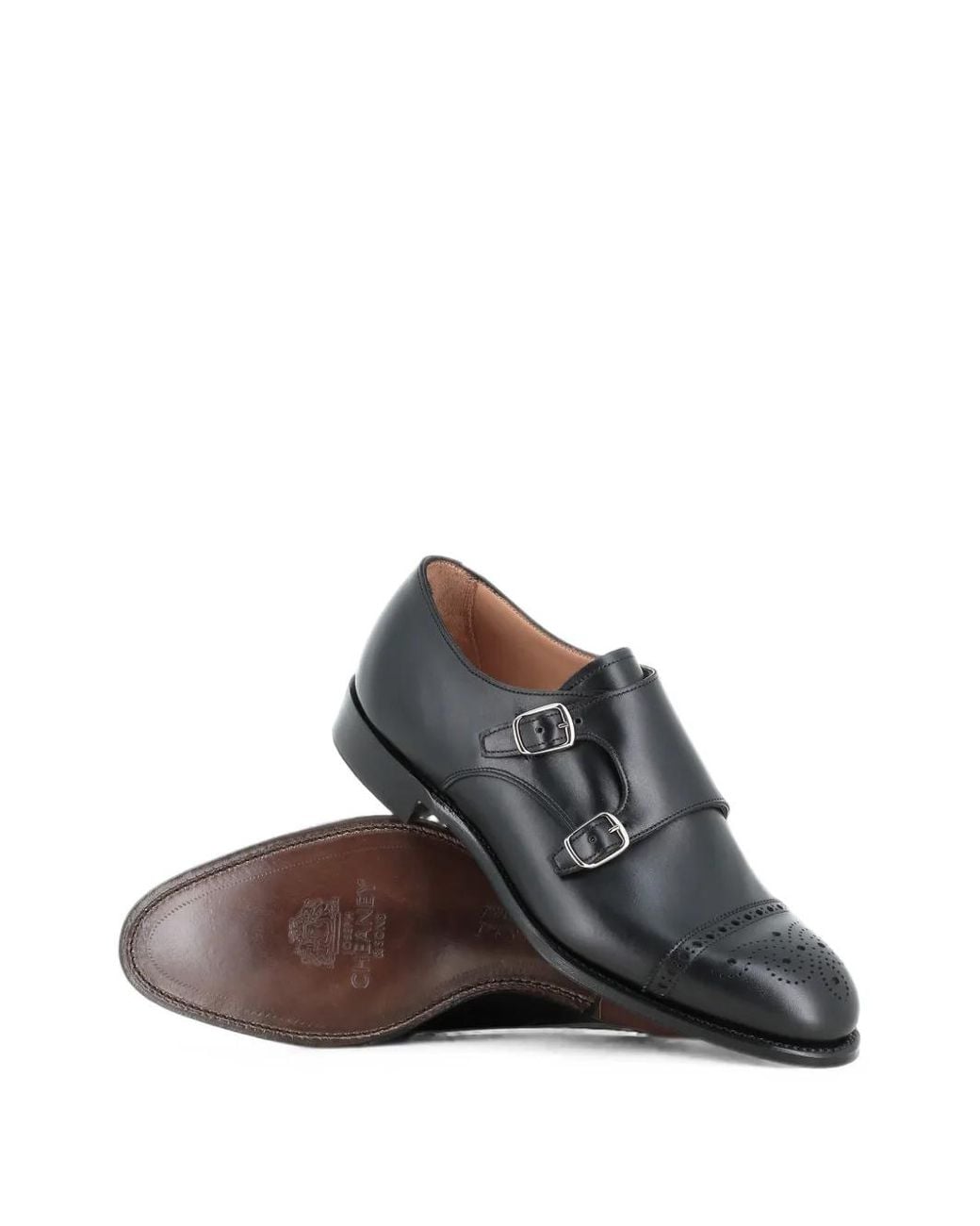 Cheaney Gray Brogue Double-Strap Monk Shoes for men