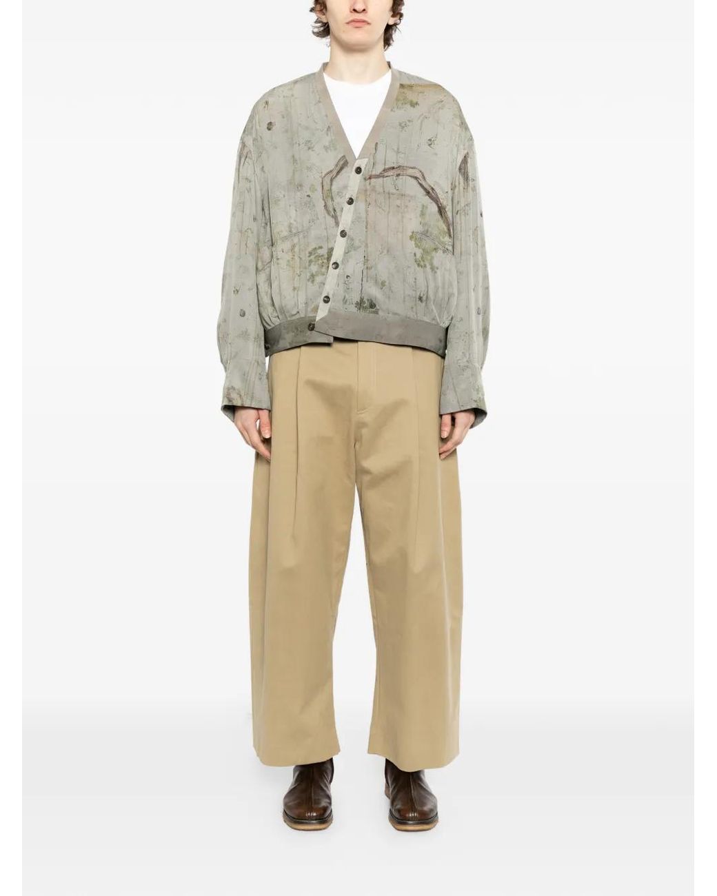 Ziggy Chen White Printed Silk Jacket for men