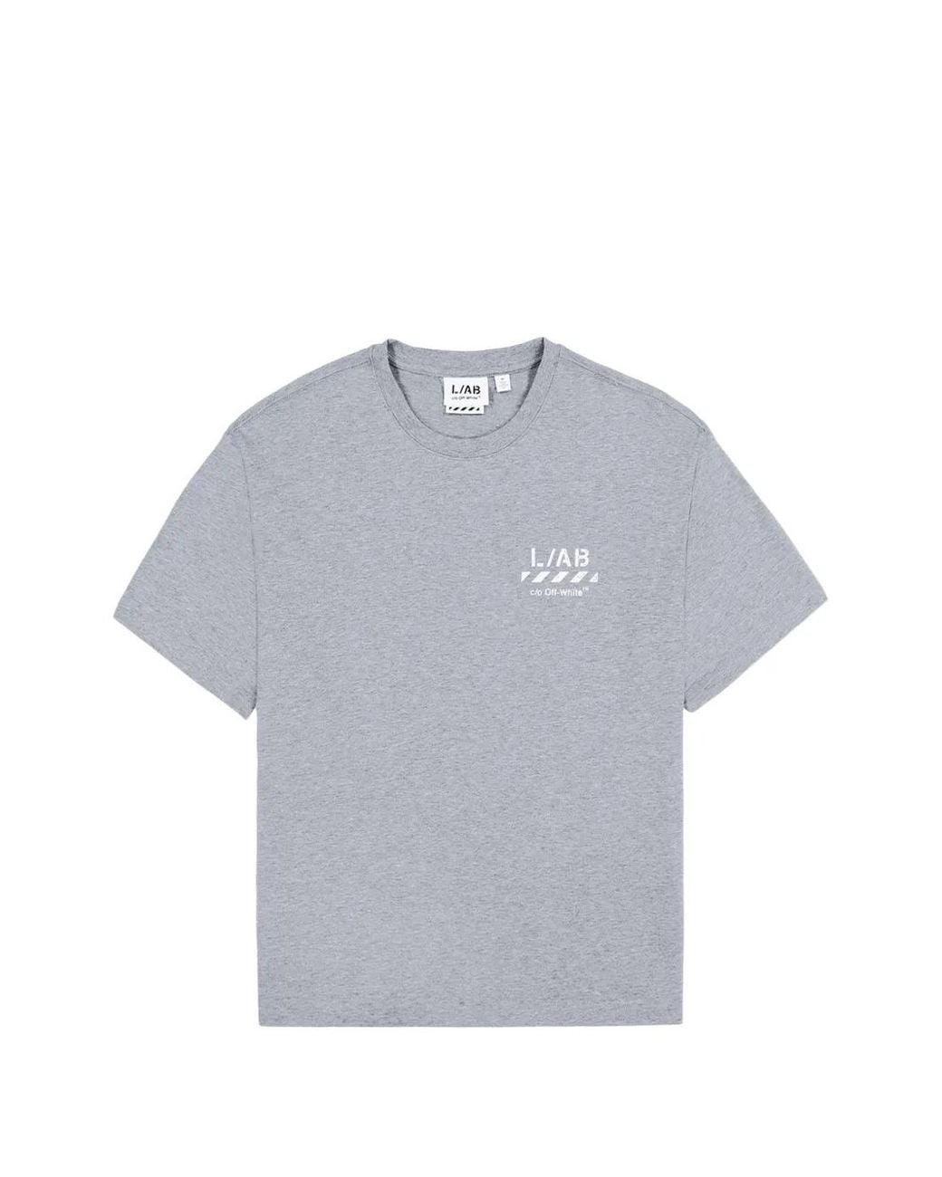 LAB C.O. OFF WHITE Gray Diag-Print T-Shirt for men