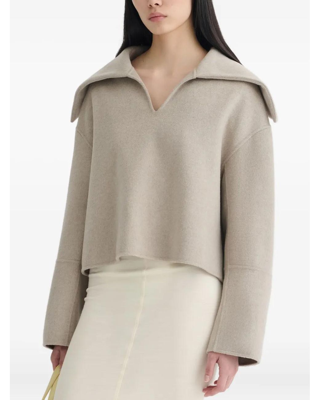 Nanushka White Maxe Pilgrim-Collar Sweater