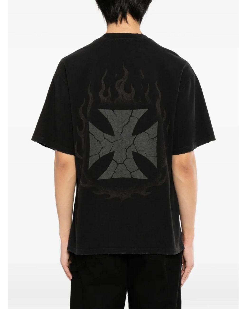WARMAN Black Logo Printed T-Shirt for men