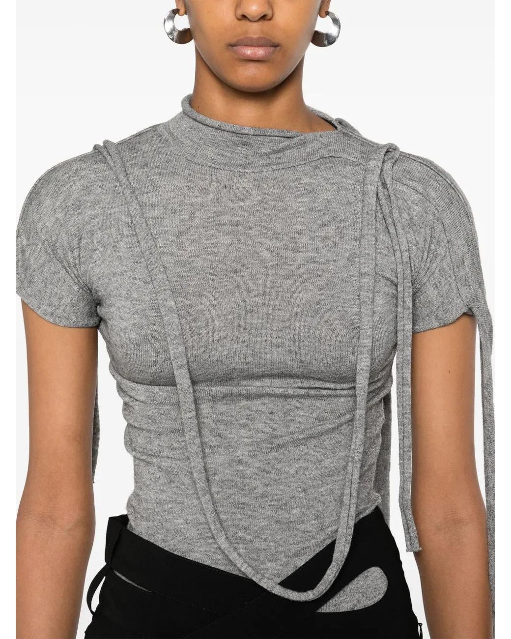 OTTOLINGER Gray Strappy Knitted T-Shirt