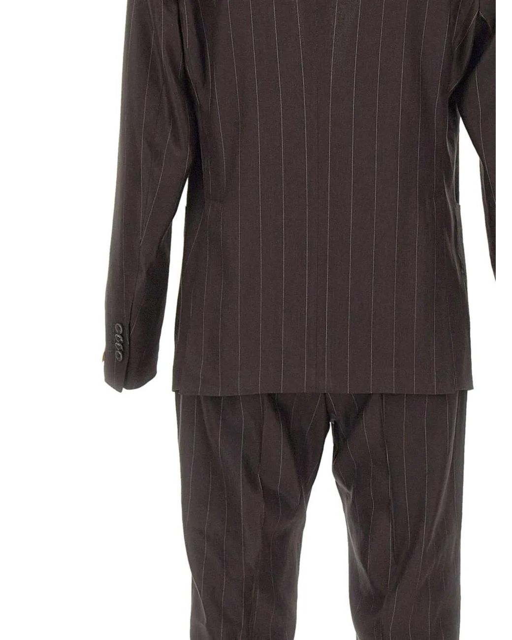 Tagliatore Black Pinstriped Patch-Pocket Suit for men