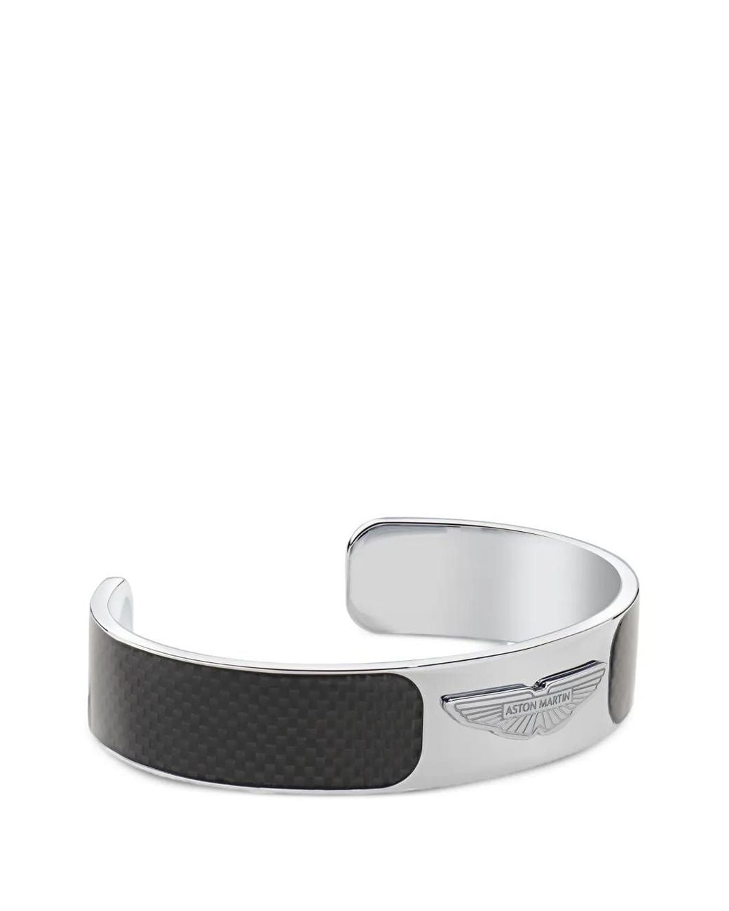 Aston Martin White Carbon-Fibre Logo-Plaque Bangle for men