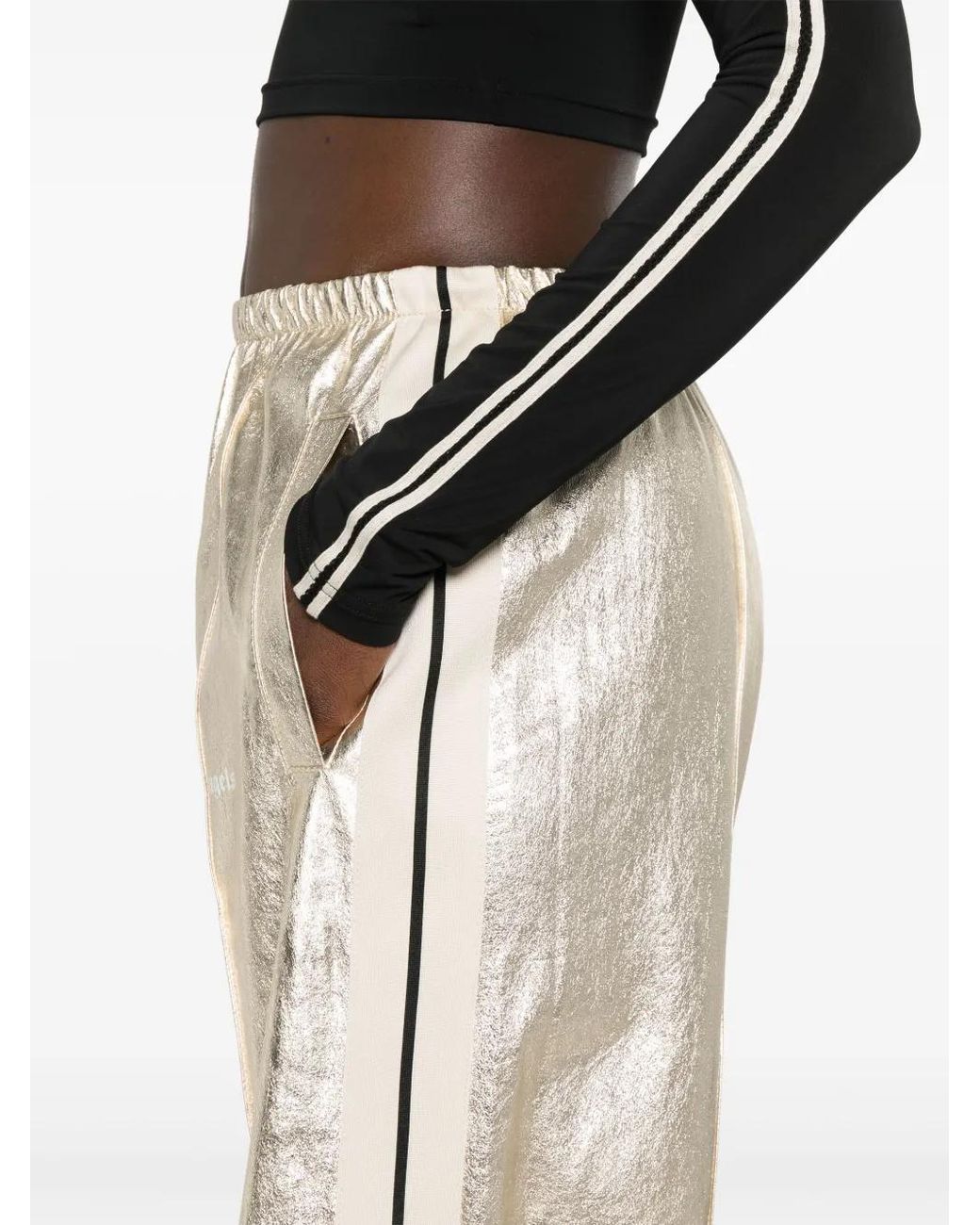 Palm Angels Natural Side-Stripe Leather Track Pants