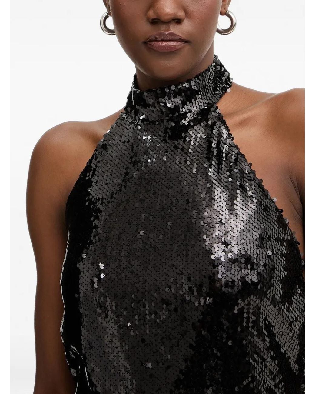 Haveone Black Robe Courte À Sequins Brodés