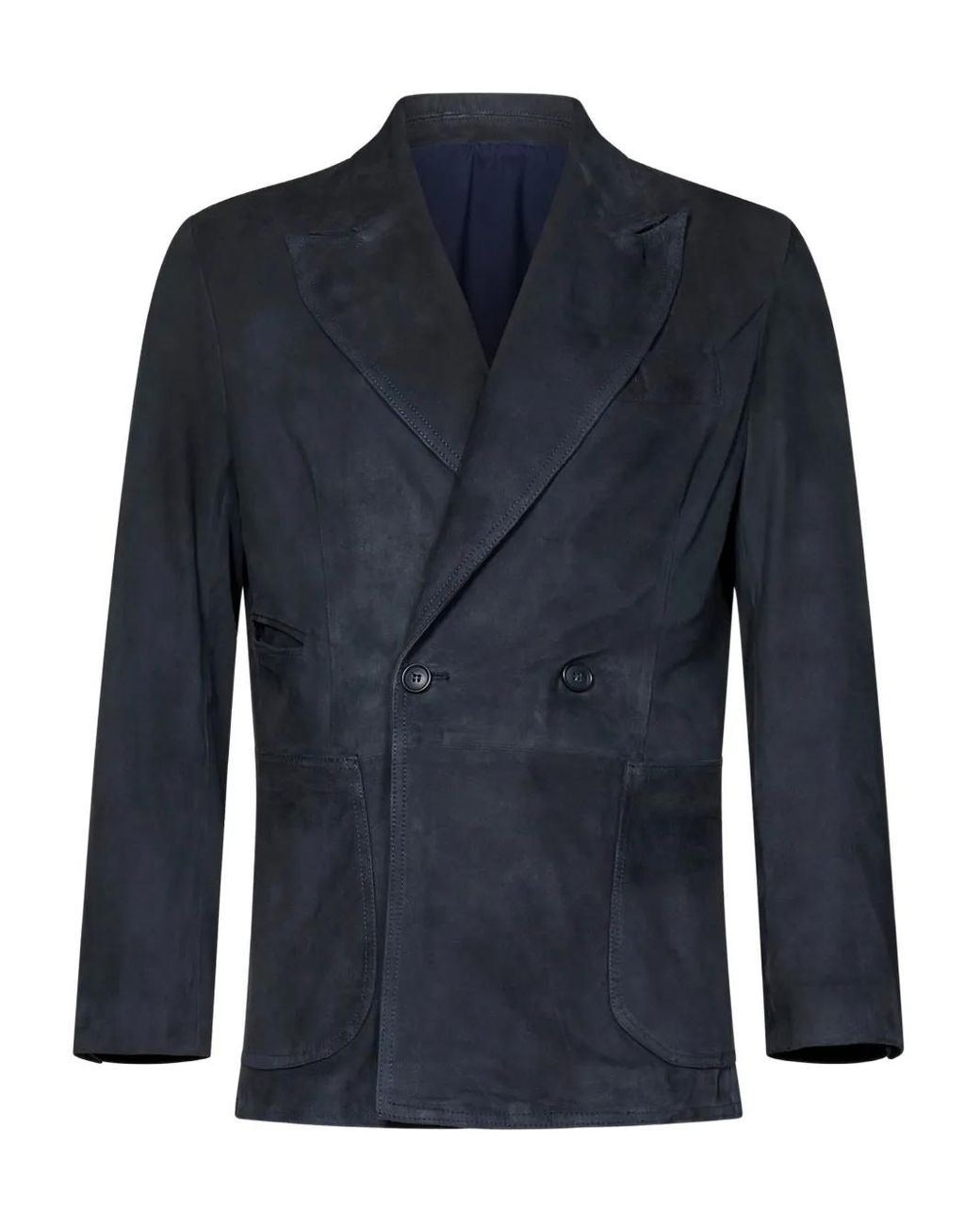 Franzese Collection Blue Double-Breasted Peak-Lapel Blazer for men
