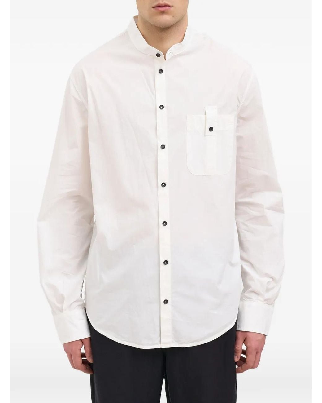 Andrea Ya'aqov White Mock-Neck Chest-Pocket Shirt for men