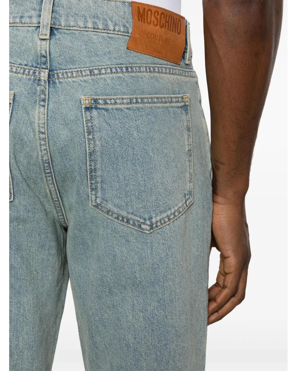 Moschino Blue Straight Jeans With A Faded Effect for men