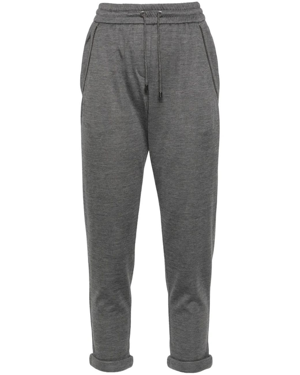 Brunello Cucinelli Gray Cotton And Silk Blend Sweatpants