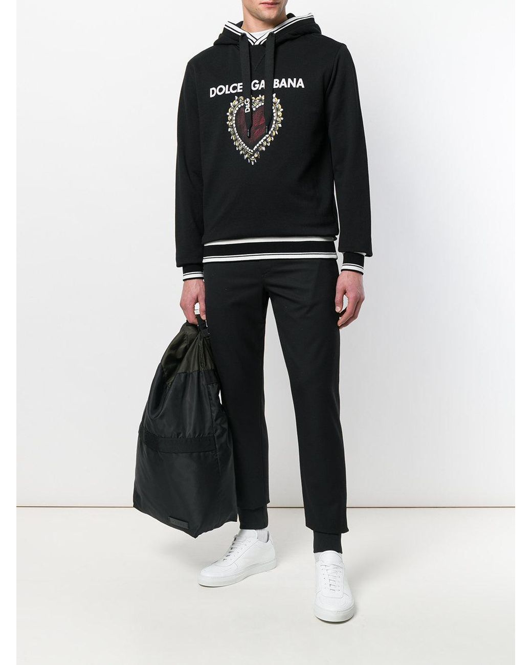Dolce Gabbana Sacred Heart Print Hoodie in Black for Men Lyst
