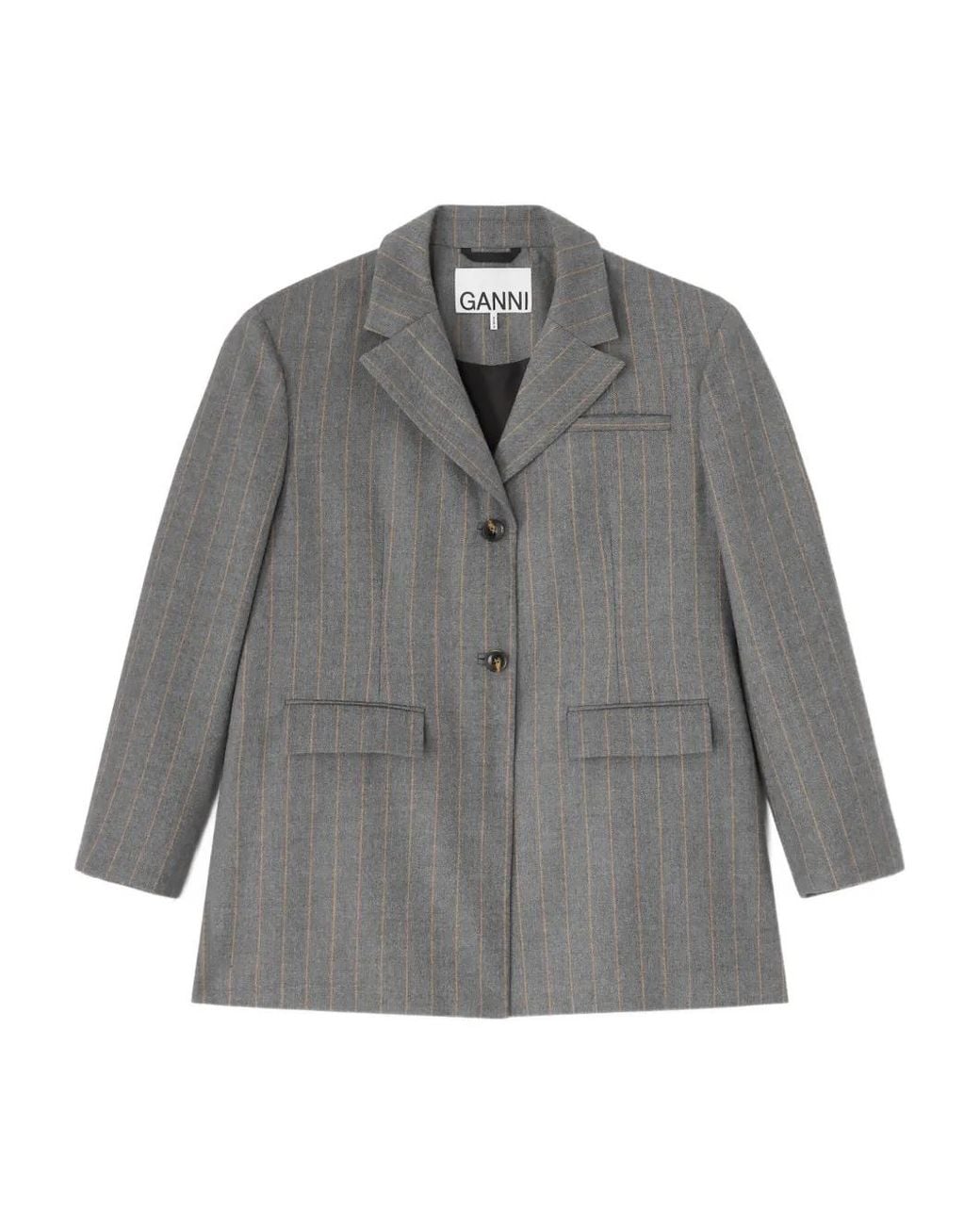 Ganni Gray Pinstripe Blazer