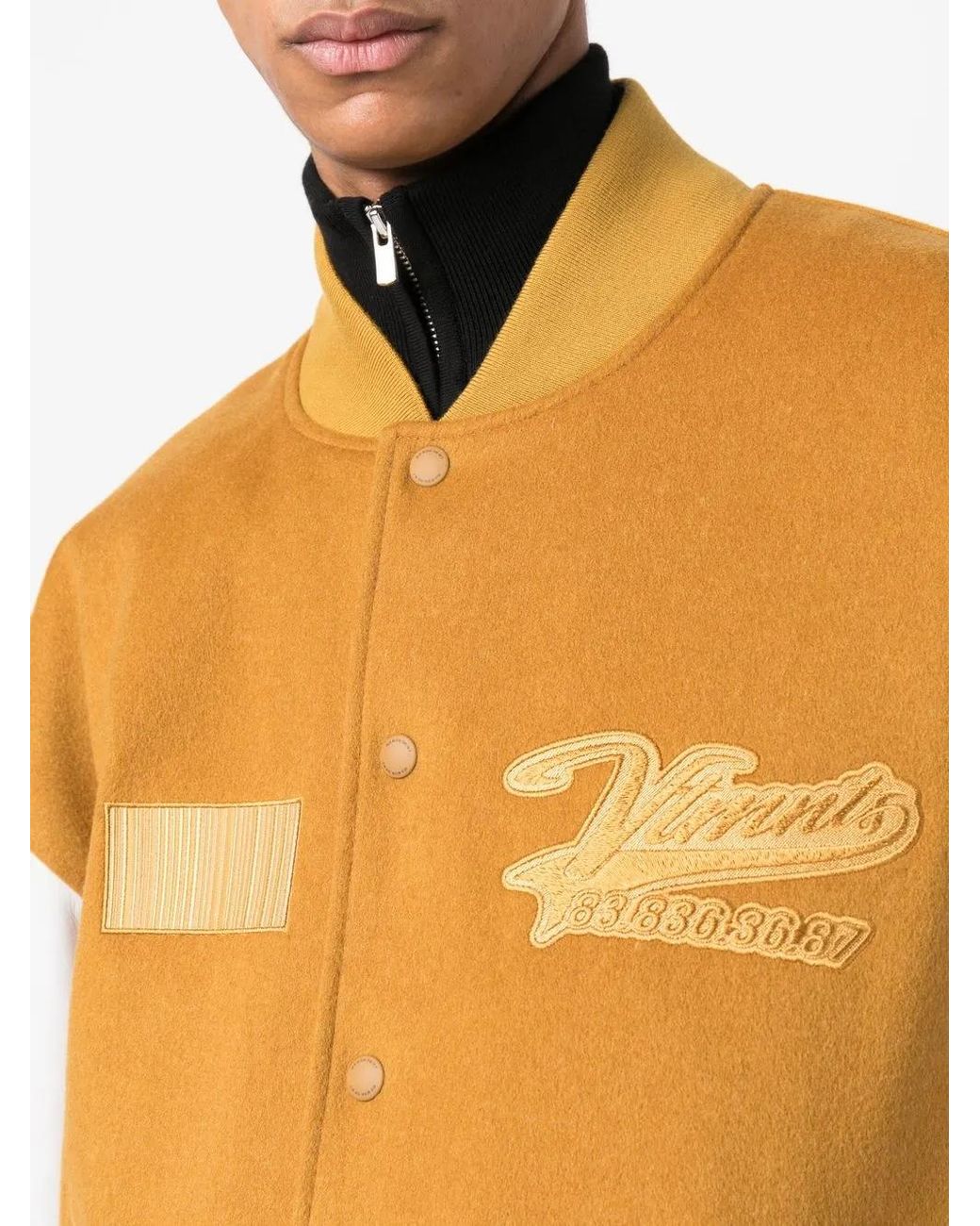 VTMNTS Orange College Varsity Bomber Jacket for men
