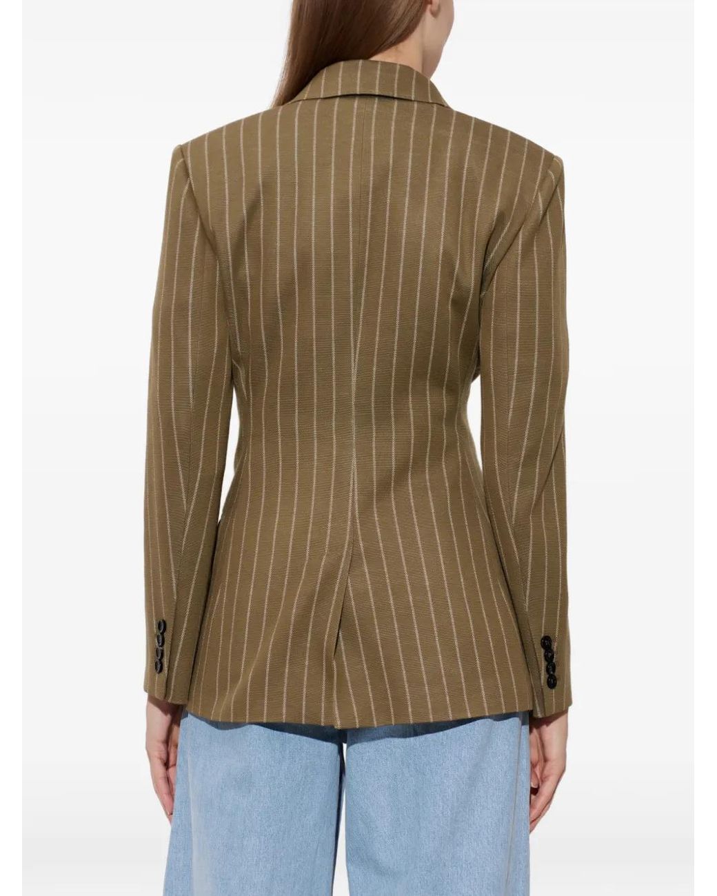 Max Mara Green Pinstripe Double-Breasted Blazer