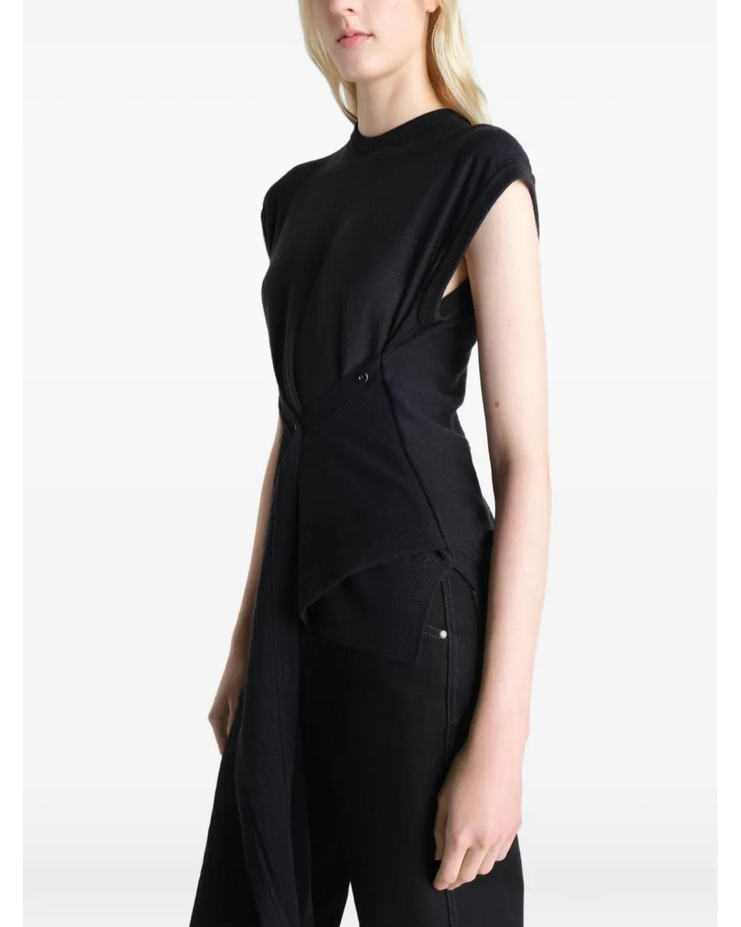 Lemaire Black Sleeveless Buttoned Top