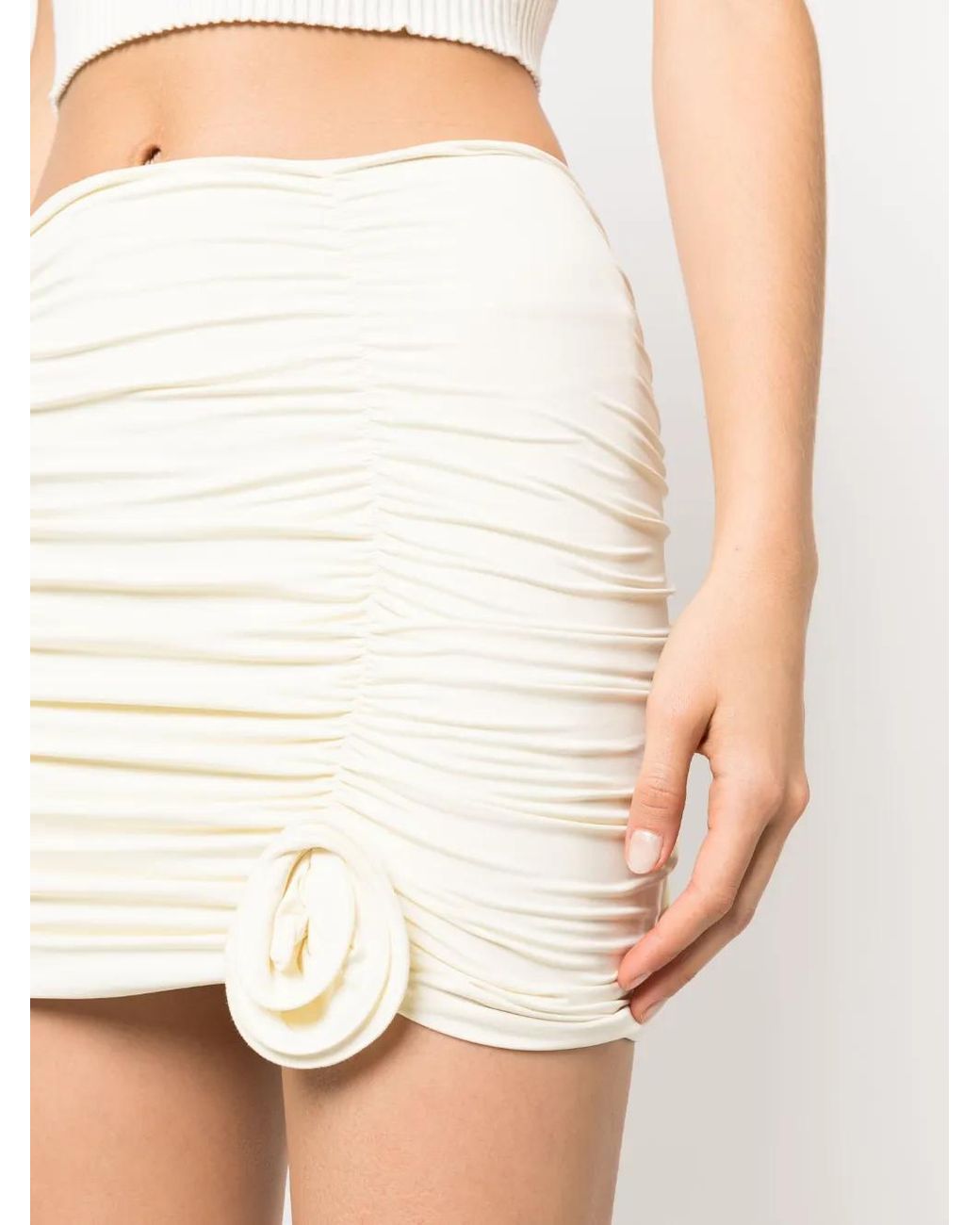 LaRevêche Natural Lillibet Floral-Appliqué Ruched Miniskirt