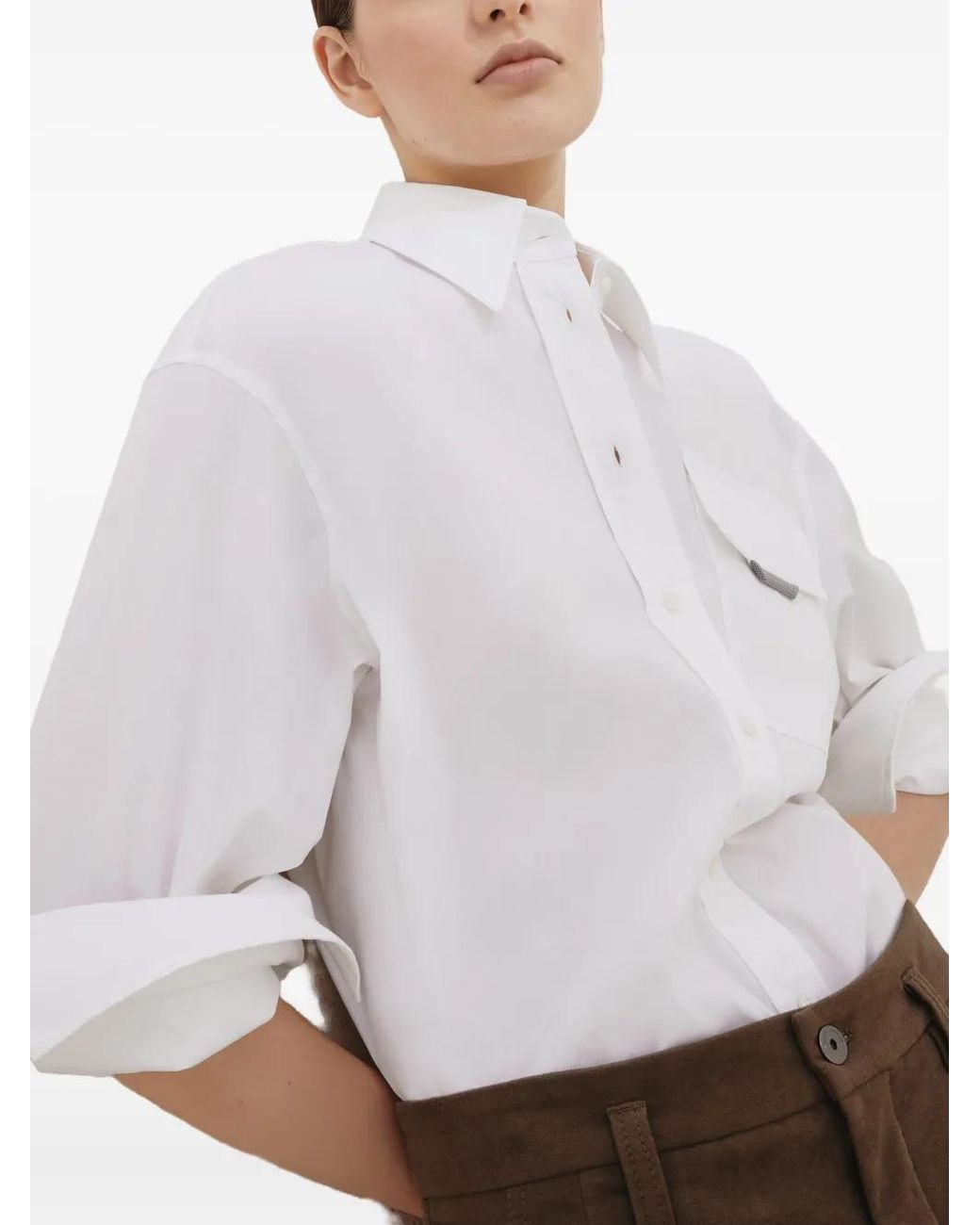 Brunello Cucinelli White Stretch-Cotton Shirt