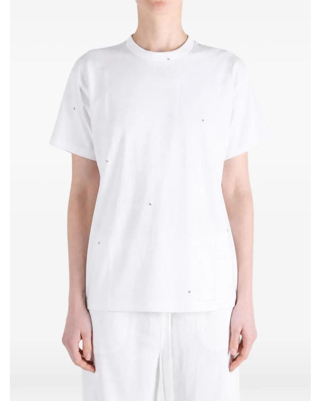 JULIE KEGELS White Crystal-Embellished T-Shirt