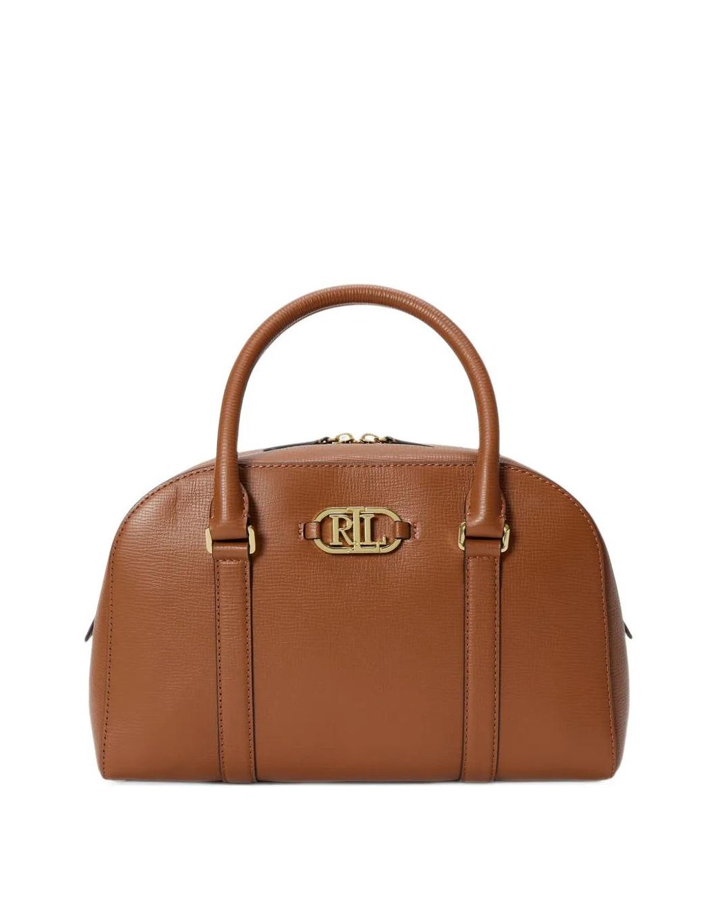 Ralph Lauren Brown Logo-Plaque Leather Tote Bag
