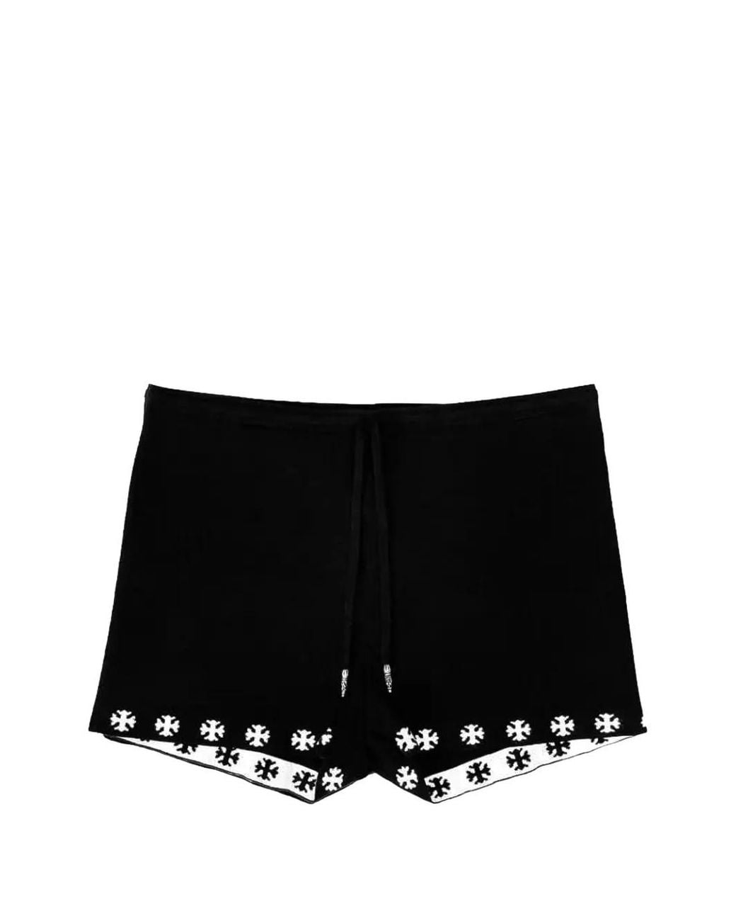 Chrome Hearts Black Cross-Print Drawstring Shorts for men