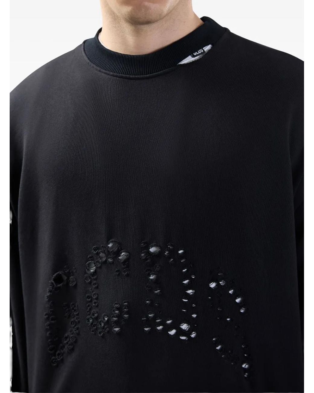 Gcds Black Distressed-Effect Sweatshirt for men