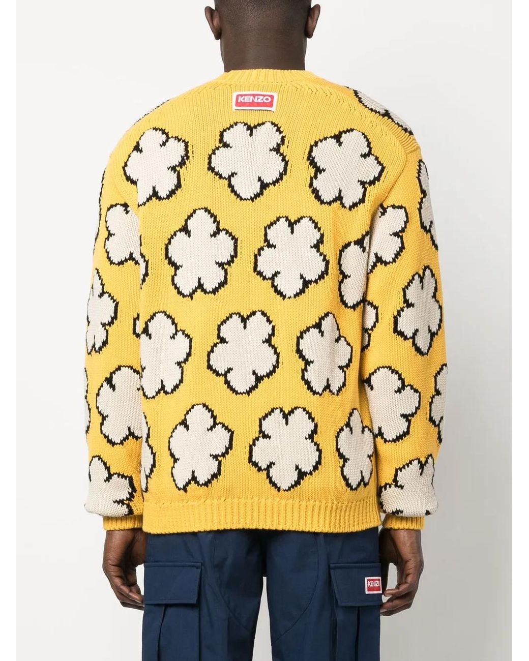 KENZO Yellow Boke Flower Cotton Jumper for men