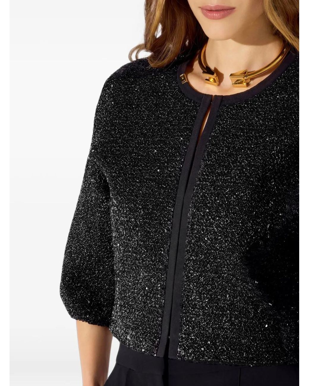 Elisabetta Franchi Black Knit Top With Sequins